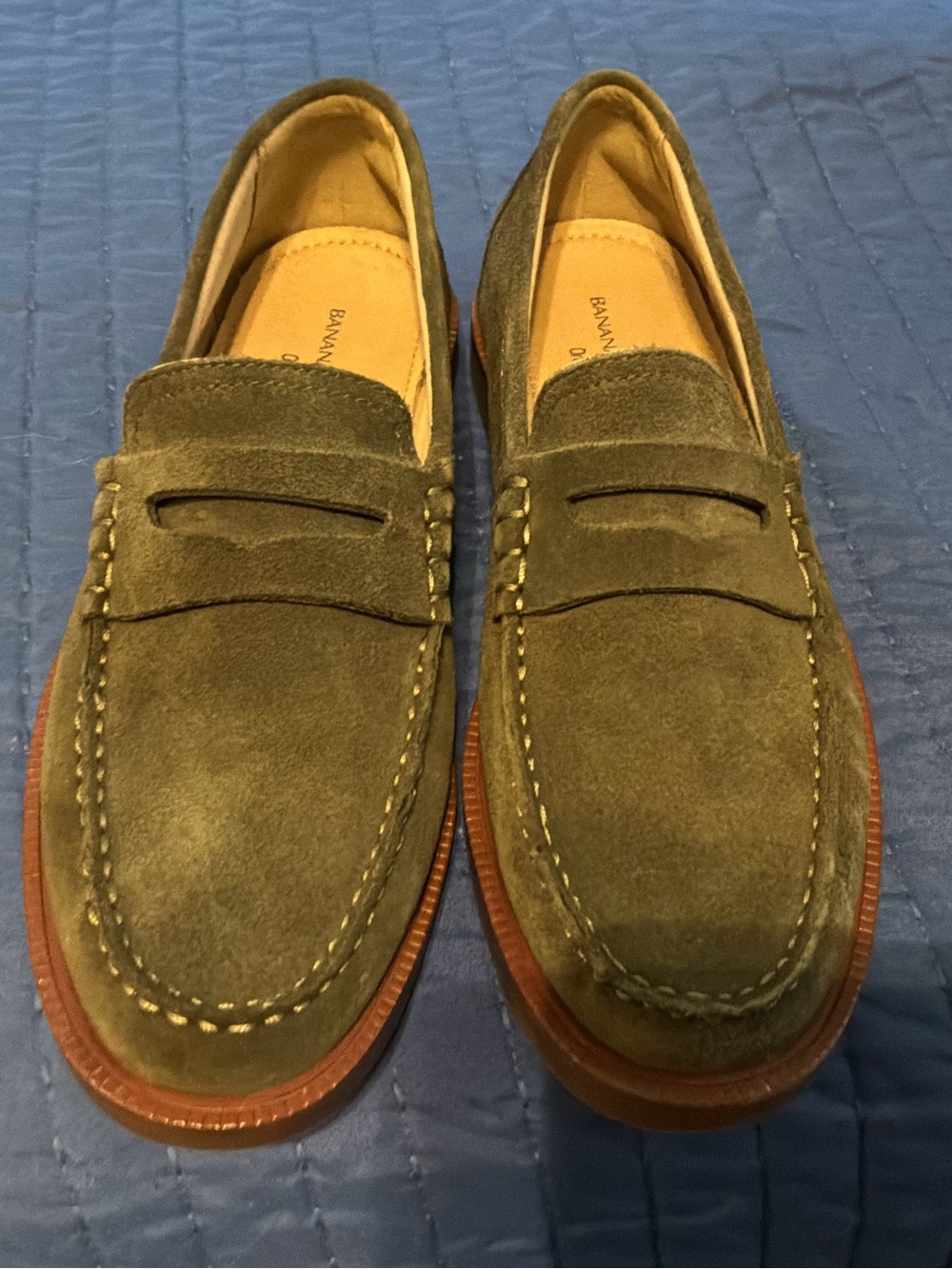 Banana Republic Olive Suede Penny Loafers - Picture 4 of 6